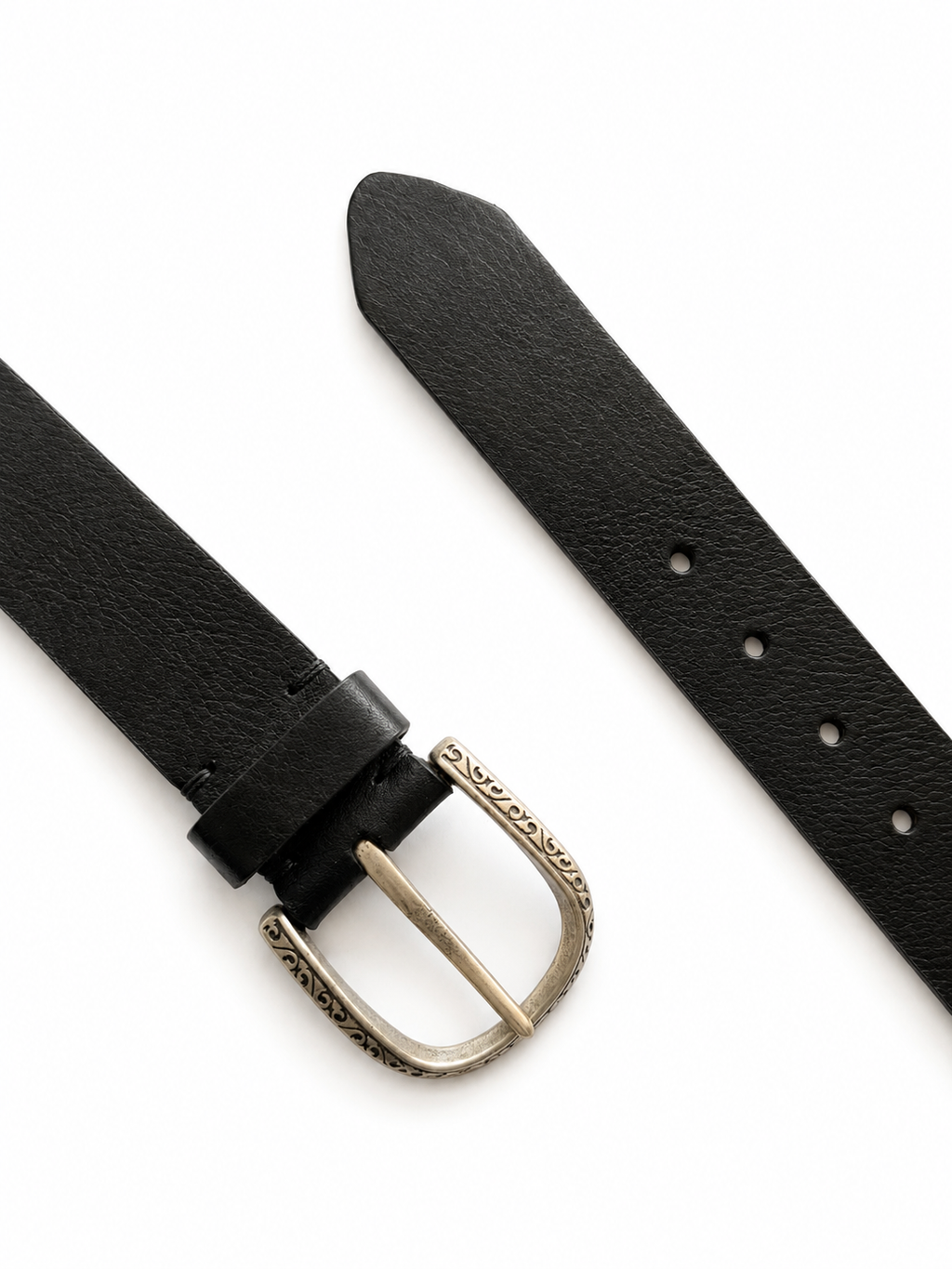 Cintura in pelle nera con borchie argentate e pietre turchesi | Pure Motion
