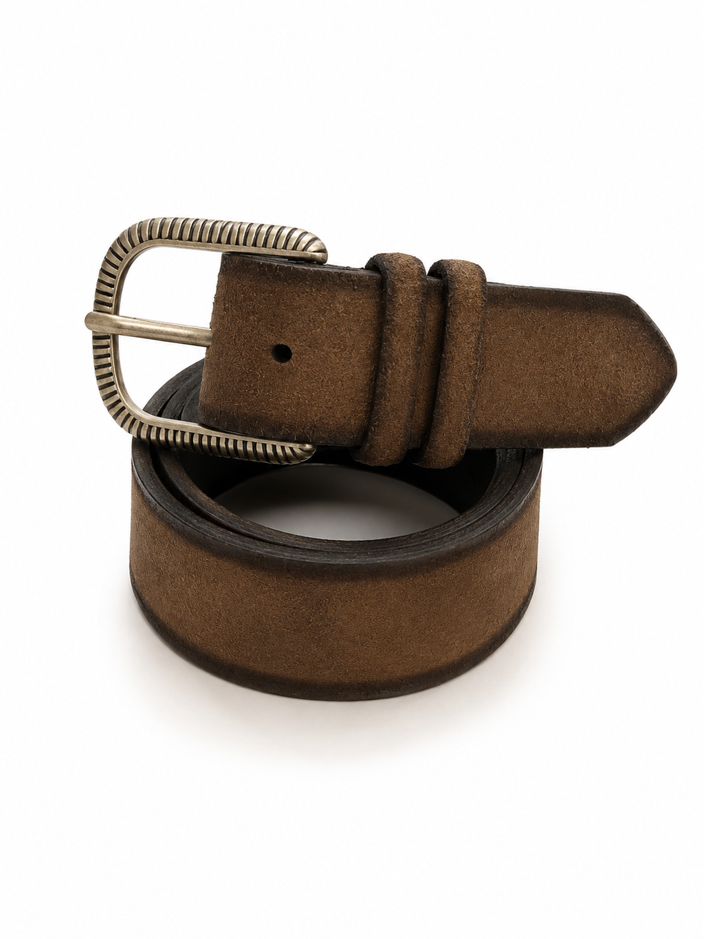 Cintura in camoscio beige con fibbia lavorata anticata | Pure Motion