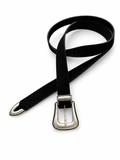 Cintura in camoscio pelle nera con fibbia argentata | Pure Motion
