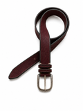 Cintura in pelle bordeaux con fibbia argentata incisa | Pure Motion
